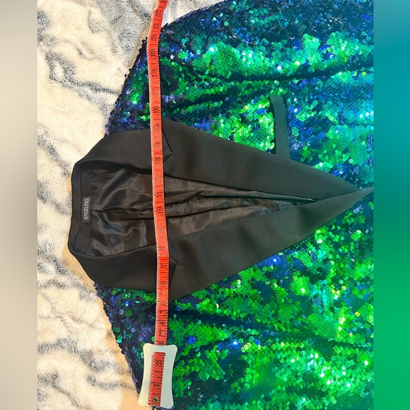 Men’s blue/green reversible sequin jacket - Picture 3 of 6